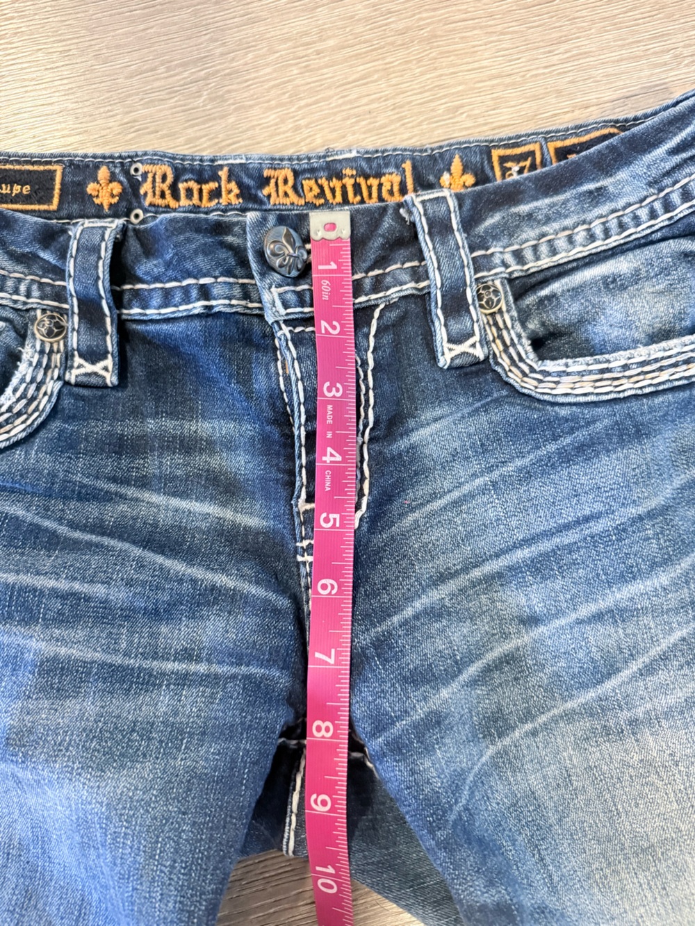 Rock Revival Distressed Blue Denim Cutoff Shorts - Picture 3 of 8
